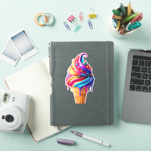 SlipperyJoe's vibrant ice cream cone food classic  Sticker