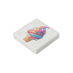SlipperyJoe's vibrant ice cream cone food classic Stone Magnet
