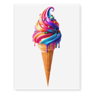 SlipperyJoe's vibrant ice cream cone food classic Temporary Tattoos