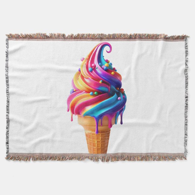SlipperyJoe's vibrant ice cream cone food classic  Throw Blanket (Front)