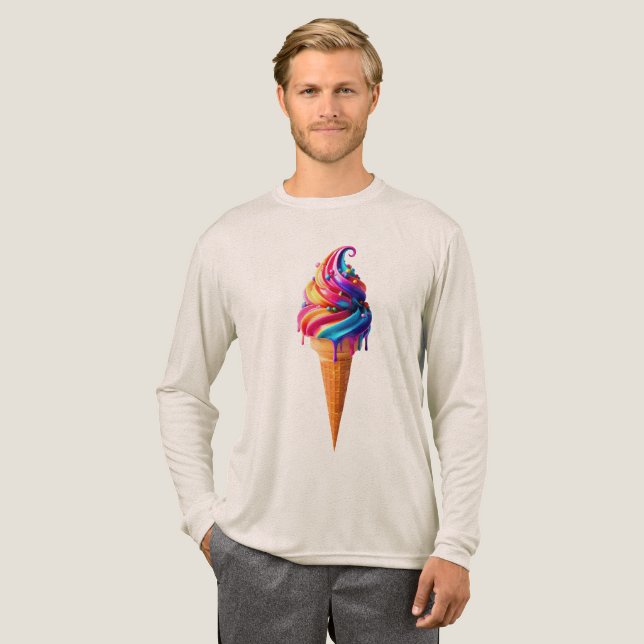 SlipperyJoe's vibrant ice cream cone food classic  Tri-Blend Shirt (Full Front)