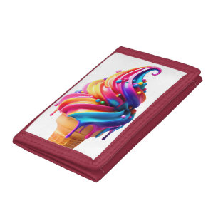SlipperyJoe's vibrant ice cream cone food classic Tri-fold Wallet