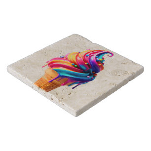 SlipperyJoe's vibrant ice cream cone food classic Trivet