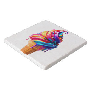 SlipperyJoe's vibrant ice cream cone food classic Trivet