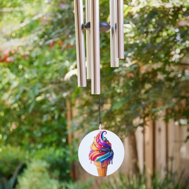 SlipperyJoe's vibrant ice cream cone food classic  Wind Chime (Backyard)
