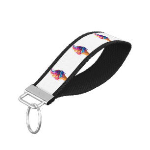 SlipperyJoe's vibrant ice cream cone food classic Wrist Keychain