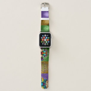 SlipperyJoe's vibrant Mardi Gras graphic classic C Apple Watch Band
