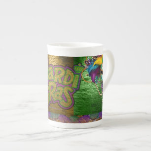 SlipperyJoe's vibrant Mardi Gras graphic classic C Bone China Mug