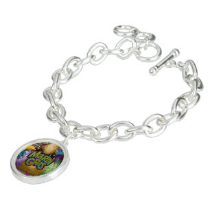 SlipperyJoe's vibrant Mardi Gras graphic classic C Bracelet