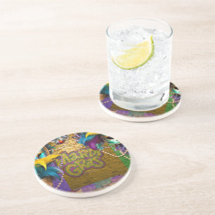 SlipperyJoe's vibrant Mardi Gras graphic classic C Coaster