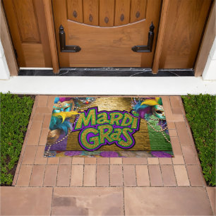 SlipperyJoe's vibrant Mardi Gras graphic classic C Doormat