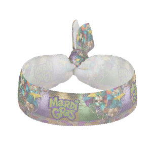 SlipperyJoe's vibrant Mardi Gras graphic classic C Elastic Hair Tie