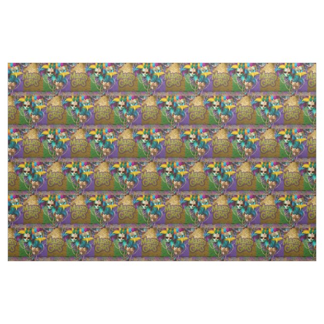 SlipperyJoe's vibrant Mardi Gras graphic classic C Fabric (Yard)