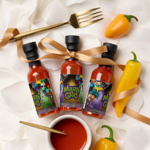 SlipperyJoe's vibrant Mardi Gras graphic classic C Hot Sauces