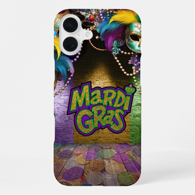 SlipperyJoe's vibrant Mardi Gras graphic classic C iPhone Case (Back)