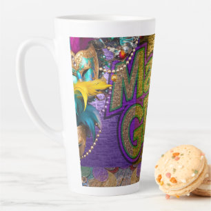 SlipperyJoe's vibrant Mardi Gras graphic classic C Latte Mug
