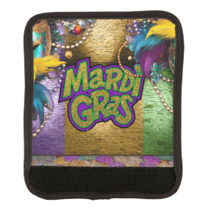 SlipperyJoe's vibrant Mardi Gras graphic classic C Luggage Handle Wrap