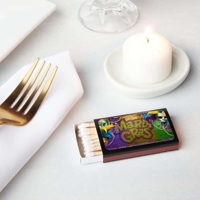 SlipperyJoe's vibrant Mardi Gras graphic classic C Matchboxes (Insitu)