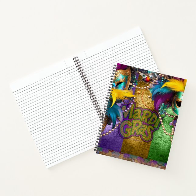 SlipperyJoe's vibrant Mardi Gras graphic classic C Notebook (Inside)