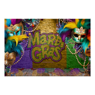 SlipperyJoe's vibrant Mardi Gras graphic classic C Poster