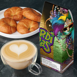 SlipperyJoe's vibrant Mardi Gras graphic classic C Roasted Coffee