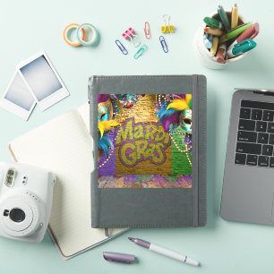 SlipperyJoe's vibrant Mardi Gras graphic classic C Sticker