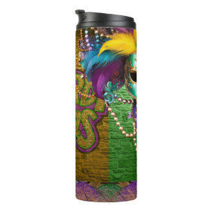 SlipperyJoe's vibrant Mardi Gras graphic classic C Thermal Tumbler