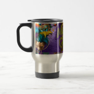 SlipperyJoe's vibrant Mardi Gras graphic classic C Travel Mug