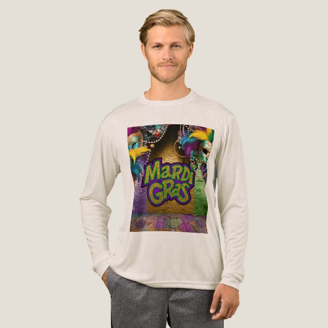 SlipperyJoe's vibrant Mardi Gras graphic classic C Tri-Blend Shirt (Full Front)