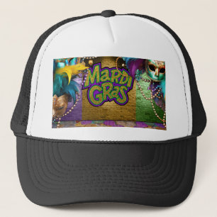 SlipperyJoe's vibrant Mardi Gras graphic classic C Trucker Hat