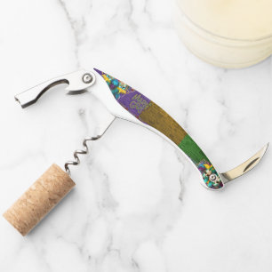 SlipperyJoe's vibrant Mardi Gras graphic classic C Waiter's Corkscrew