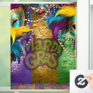 SlipperyJoe's vibrant Mardi Gras graphic classic C Window Cling
