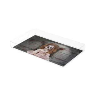 SlipperyJoe's vintage haunted porcelain doll creep Acrylic Tray