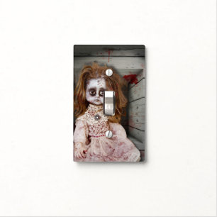 SlipperyJoe's vintage haunted porcelain doll creep Light Switch Cover