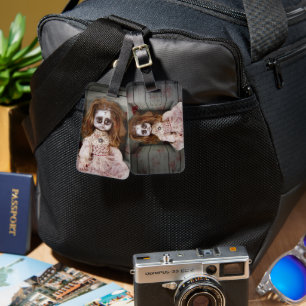SlipperyJoe's vintage haunted porcelain doll creep Luggage Tag