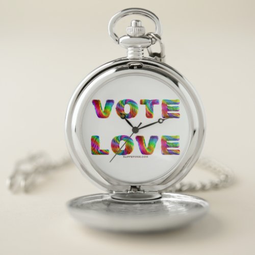 SlipperyJoes vote love equality gay pride gifts L Pocket Watch