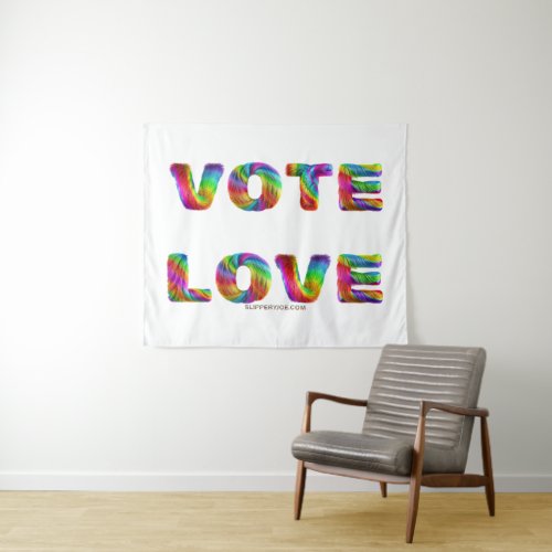 SlipperyJoes vote love equality gay pride gifts L Tapestry