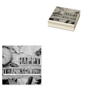 SlipperyJoe's warm fall themed Thanksgiving golden Rubber Stamp