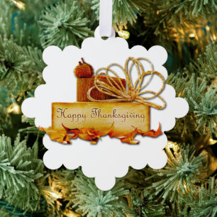 SlipperyJoe's warm festive Thanksgiving vibe rusti Ornament Card