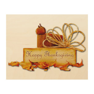 SlipperyJoe's warm festive Thanksgiving vibe rusti Wood Wall Art
