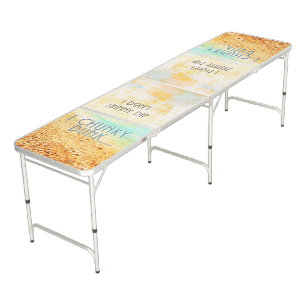 SlipperyJoe's warm idyllic beach scene campy skinn Beer Pong Table