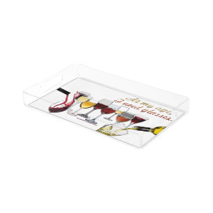 SlipperyJoe's wine drinkware cheeky pun red white  Acrylic Tray