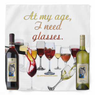SlipperyJoe's wine drinkware cheeky pun red white  Bandana