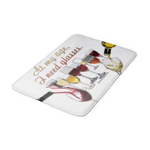 SlipperyJoe's wine drinkware cheeky pun red white Bath Mat