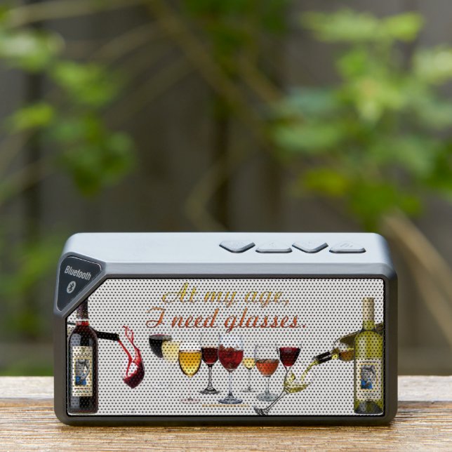 SlipperyJoe's wine drinkware cheeky pun red white  Bluetooth Speaker (Insitu(Outdoor))