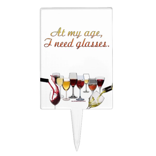 SlipperyJoe's wine drinkware cheeky pun red white  Cake Topper (Front)