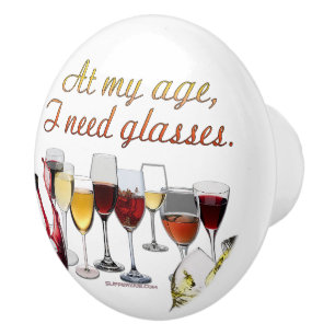 SlipperyJoe's wine drinkware cheeky pun red white  Ceramic Knob