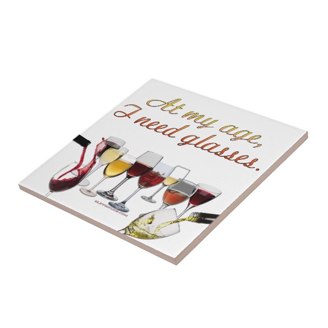 SlipperyJoe's wine drinkware cheeky pun red white  Ceramic Tile (Side)