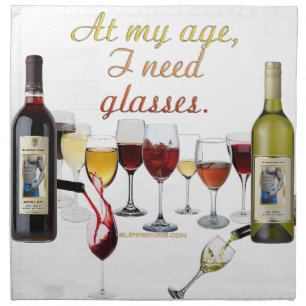 SlipperyJoe's wine drinkware cheeky pun red white  Cloth Napkin