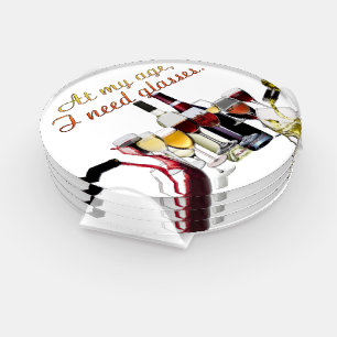 SlipperyJoe's wine drinkware cheeky pun red white Coaster Set
